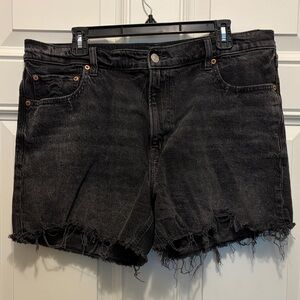 American Eagle Outfitters Black Distressed Cutoff Jean Shorts